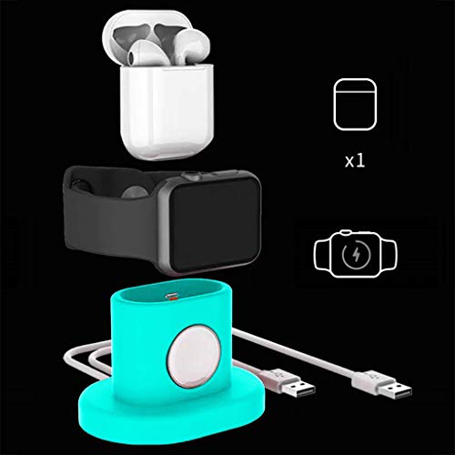 Cywulin Charging Dock Stand Designed for Apple Watch Series 4 3 2 1 AirPods Compact Charger Holder Cradle Bracket Station Portable Compatible for iWatch 44mm 42mm 40mm 38mm and AirPods (Green) - Thumbnail 5