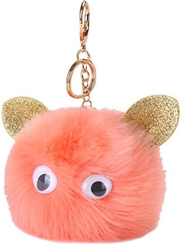 Lovely Cat Ear Plush Handbag Purse Key Ring Car Wallet Pendant Bag Accessory Gift (Orange)
