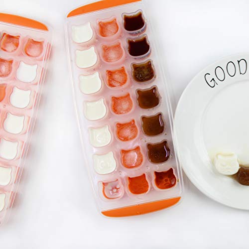 Ice Cube Tray, Candy, Chocolate Mold, Cat Ice Mold, Easy Release, BPA free, 2 Pack, Dishwasher Safe Orange AICHOOF - Thumbnail 5