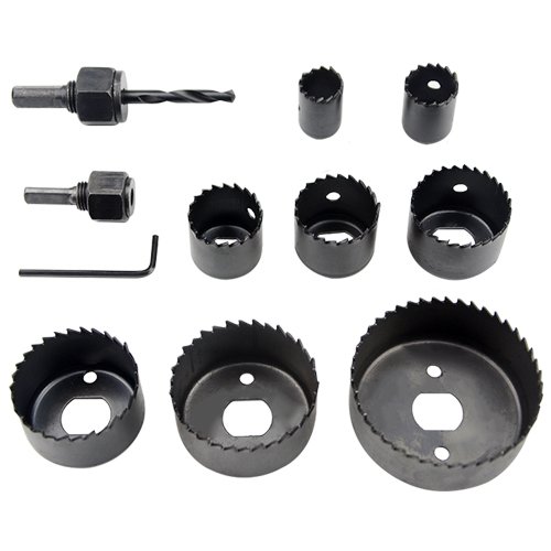 BGTXINGI 11PCS Hole Saw Kit (with 2 Mandrel 1 Mandrill 8 Blade and 1 Hex Key Wrench) 3/4"- 21/2" Hole Saw Drill Bit Set Ideal for Woodworking PVC Plastic Board and Pipes Plasterboard