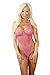 Bitsy's Bikinis Fishnet Monokini G-String See Through Extreme High Cut Micro Bikini (Large, Pink)