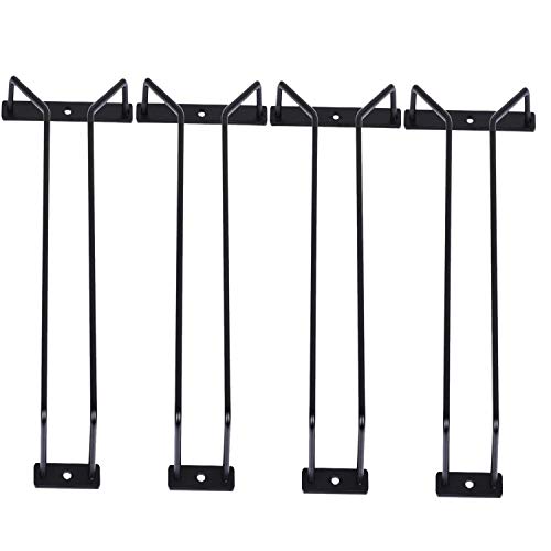 RedDreamer 14-Inch Black Wine Glass Rack, Under Cabinet Wine Glass Holder Stainless Steel Stemware Rack - Hanging Stemware Holder for Cabinet Kitchen Bar, Set of 4