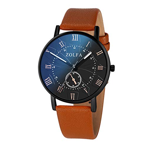image for YEZIJIN Men's Watch ZOLFA Sleek Minimalist Roman Scale Blue Glass Belt