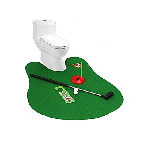 Toilet Golf,Potty Putter Game Kits,Mini Golf Set with a Potty Putter,a Target Hole Cup and Flag,a Putting Green and 2 Plastic Golf Balls (Best Putters Of All Time)