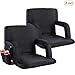 Portable Stadium Seat Chair, Sportneer Reclining Seat for Bleachers with Padded Cushion Shoulder Straps, Black, 2 Pack