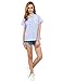 SheIn Women's Striped Collar Blouse Short Ruffle Sleeve Babydoll Shirt Top Medium Blue