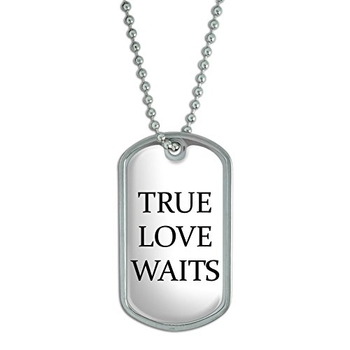 True Love Waits - Purity Abstinence - Military Dog Tag Keychain