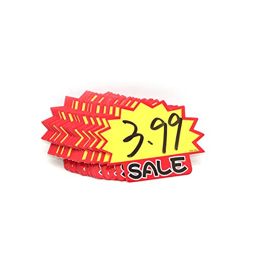 Omitfu Mini 3.5 Inch x 2.7 Inch Price Tag Starburst Retail Sales Sign Tags Blank 100 Pcs Cards in Total