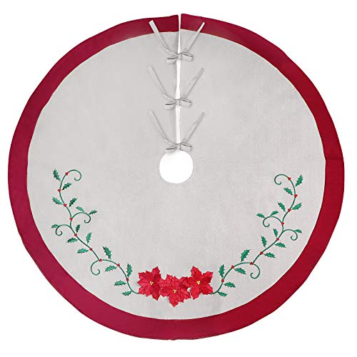 2 Ivenf+Embroidery+Poinsettia+Traditional+Decorations