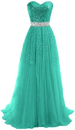 DingDingMail Women's Exquisite Sweetheart Tulle Long Prom Dresses 2017 Lace Up Party Gowns (067)