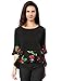 Allegra K Women's Half Bell Sleeves Panel Trim Floral Peplum Top