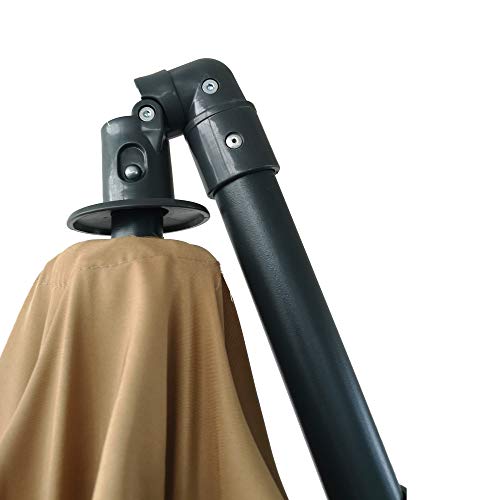 Project One 10ft Patio Offset Cantilever Umbrella Market Umbrellas Outdoor Umbrella with Crank & Cross Base for Garden, Deck,Backyard and Pool (Beige) - Thumbnail 5
