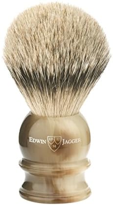 Edwin Jagger Imitation Horn Shaving Brush (Silver Tip) Large