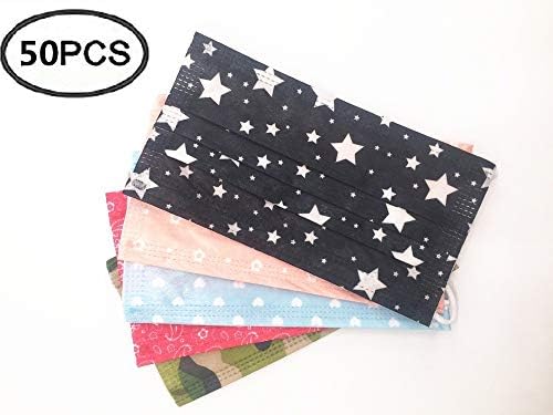 Pack of 50 Disposable Printed Earloop Dust Protective Face Mask for Kids Children Women Lady