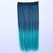 Multicolor Gradually Varied Straight Synthetic Clip-on Hair Extension Dark Blue to Peacock Green