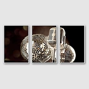 Framed Canvas Wall Art for Living Room, Bedroom Microphone Canvas Prints for Modern Home Decoration Ready to Hang - 16"x24"x3 Panels