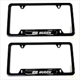 2PCS Stainless Steel Mugen JDM License Plate Frame Cover Holder for Mugen Black Sport