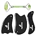 TIBAARO Gua Sha Scraping Massage Tool - Facial Jade Roller + 3 Guasha Bian Stones with Smooth Edge Professional Tools Set - Stone Boards for Spa Acupuncture Therapy Trigger Point Treatment + eBook