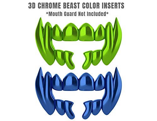 Loudmouth 3D Chrome Beast Blister Pack for Football Mouth Guard (3D Chrome Beast Blister - Blue/Green)