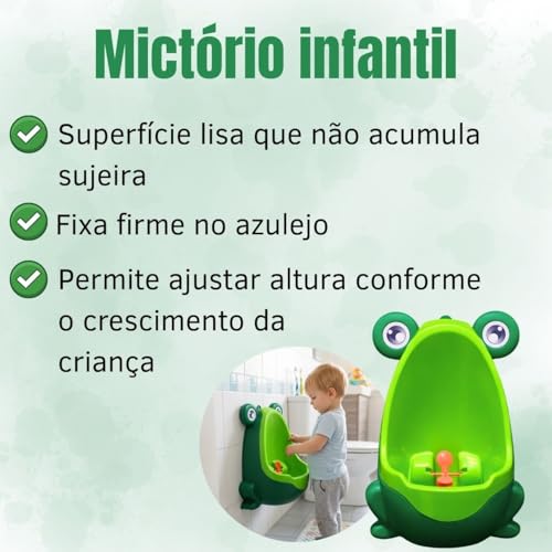Mictório Infantil Sapinho Para Meninos - Penico de Parede Para Treinamento de Desfralde Com Alvo Giratório