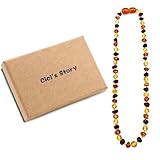 Baltic Amber Teething Necklace for Baby (Unisex)(Multicolor)(13 Inches) - Baby Gift Sets - Natural Anti Inflammatory Beads.Teething Pain Reduce Properties