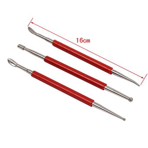 AMPSEVEN Leather Craf Tool Modeling Point Stylus Spoon Modelling Spoon & Carving Tool for Leather PMC Press Rub Tool