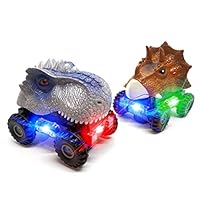 ZJQY Gifts for 2-6 Year Old Boys, Dinosaur Vehicles Set Cars with LED Light for Kids Toddlers Car Toys for 3-8 Year Old Boys Girls