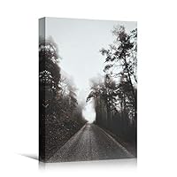 Canvas Wall Art Foggy Trees Cool Dramatic Forest Multicolor Nature Photography Rustic - 12x18 inches