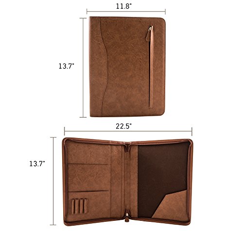 Professional PU leather Padfolios | Business Portfolio Document Organizer & Holder | Padfolio Case for Notepads, Pens, Phone, Documents, & Business Cards | Stylish Brown Portfolios Folders - Thumbnail 3