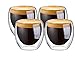 Espresso Cups, Glass Cups Shot Glass Coffee Espresso Cups Cafecito Cups Double Wall Thermo Insulated Glass ,80 ML/2. 7 Ounce,Set of 4