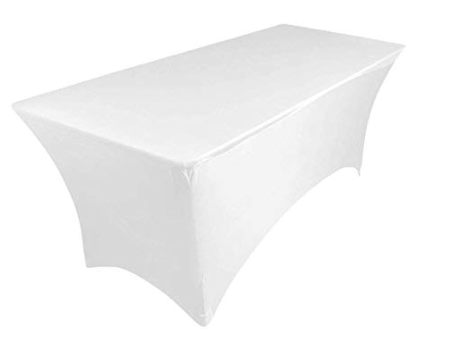spandex stretch cover tablecloth for 6ft foot table 183x75x75cm (white)