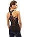 PattyBoutik Women Crochet Lace Racerback Tank Top (Black Small)
