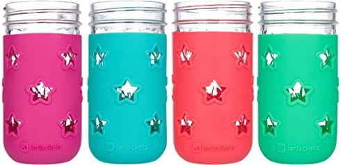 JarJacketsSilicone Mason Jar Protector Sleeve - Fits 12oz Jelly Jars (4, Multicolor)