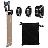 XCSOURCE Clip 180 Degree Fish Eye Lens + Wide Angle + Micro Lens Kit for iPhone 4 4S 4G 5 5G 5S Samsung Galaxy S3 i9300 S4 i9500 cell phone (Black) DC264B