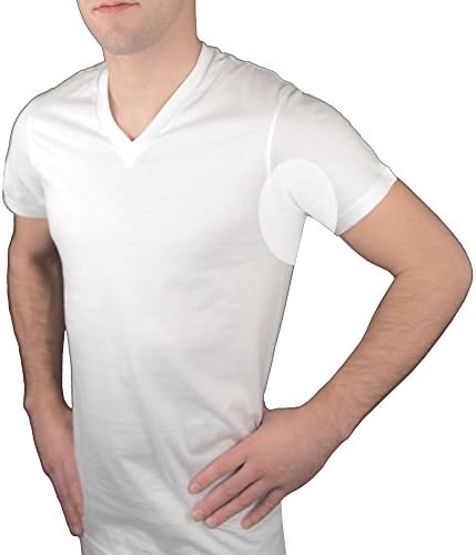 Sweat Proof Undershirts with Sweat Proof Armpit Pads/Dress Shields - V-Neck (Medium)
