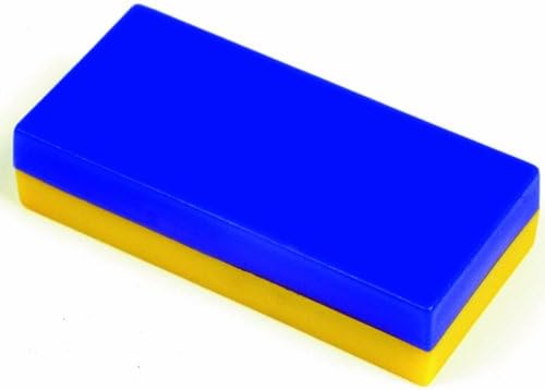 Dowling Plastic Encased Block Magnets - 1/2 in x 1 in x 2 in - Pack of 12 - Blue and Yellow