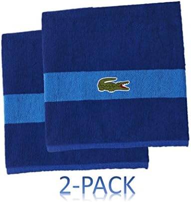 Lacoste Croc 100% Cotton Bath Towels (Bath Sheet) (Surf Blue Bath Towel Sheet (2 Pack))