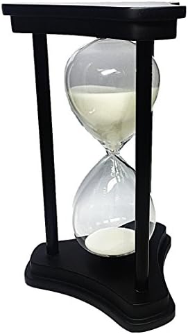 HomeThots Hourglass - 60min White Sand Timer With Black Triangular Base Frame For Office, Study, Home Decor and Time Management
