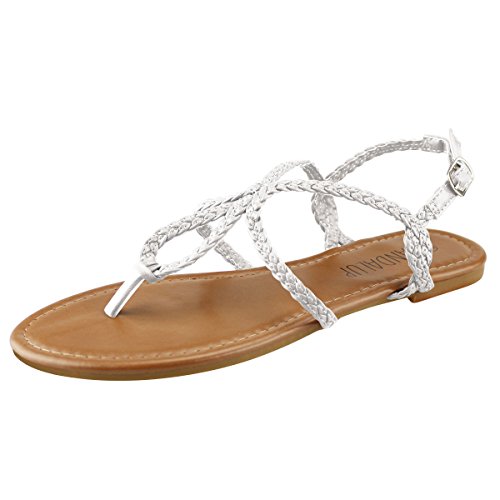 Sandalup Women s Braided Strap Thong Flat Sandals