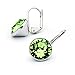 MYJS Bella Rhodium Plated Mini Drop Earrings with Peridot Green Swarovski Crystals