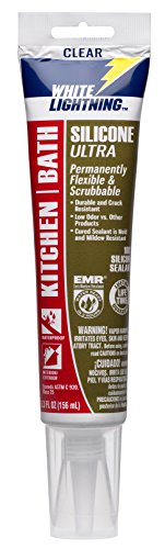 Click Here to See More Images White Lightning W21101005 SILICONE ULTRA Kitchen & Bath Sealant, Clear, 5.3 ounce