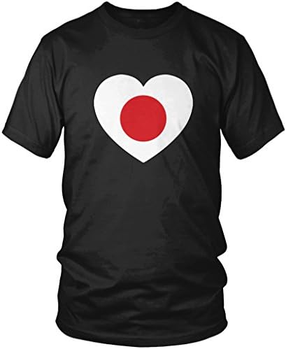 Japan Heart Flag, Heart Shaped Japanese Flag Men's T-shirt, Amdesco, Black 2XL