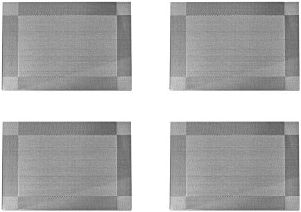 BEYLLEY Set of 4/6 Textilene Placemats Table Mats, 11.8 X 17.7 Inches - Environmentally Friendly, Heat-resistant and Anti-slip (4 Pcs, Silvery Grey)
