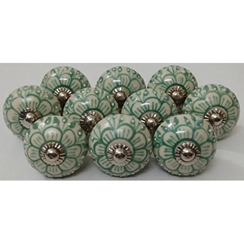 10 Flower Design Ceramic Knobs Handmade Handpainted Ceramic Door