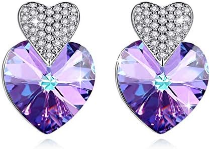 Gushion Women Earrings Swarovski Crystals Star Heart Shape Ear Studs Cubic Zirconia Jewelry Valentine Mother Present 1 Pair with Gift Box