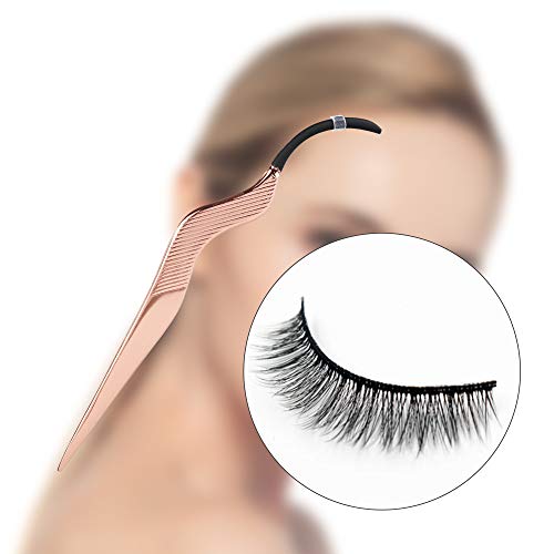 WBCBEC False Eyelashes Applicator Tool Portable Rose Gold Eyelash Extension Tweezers Stainless Steel Remover Clip Nipper