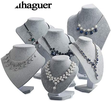 Girl21 Luxury Model Bust Show Exhibitor 6 Sizes Options Gray Velvet Jewelry Display Necklace Pendants Mannequin Jewelry Stand Organizer,Hight 22Cm