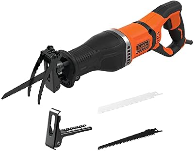 Serra Reciproca BLACK+DECKER 750 W, Velocidade variável, 2800 rpm, Profundidade da cabeça ajustável, Mudança de lâmina sem ferramentas, Suporte de ramo destacável, Inclui 2 lâminas, BES301-QS