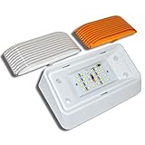 Leisure LED RV Exterior Porch Utility Light - 12v 280 Lumen Lighting Fixture. Replacement Lighting for RVs, Trailers, Campers, 5th Wheels. White Base, Clear and Amber Lens Included (White, 1-Pack)