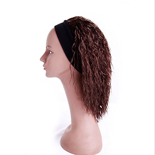 SMX&Xh Afro Kinky Wig Brazilian Full Wig Curly Heat Resistant Shoulder Length Half Hand Tied For Women